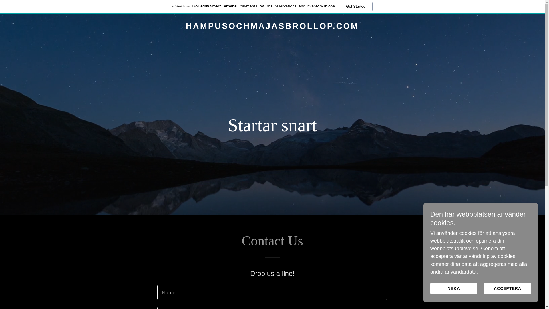 website screenshot of https://hampusochmajasbrollop.com/