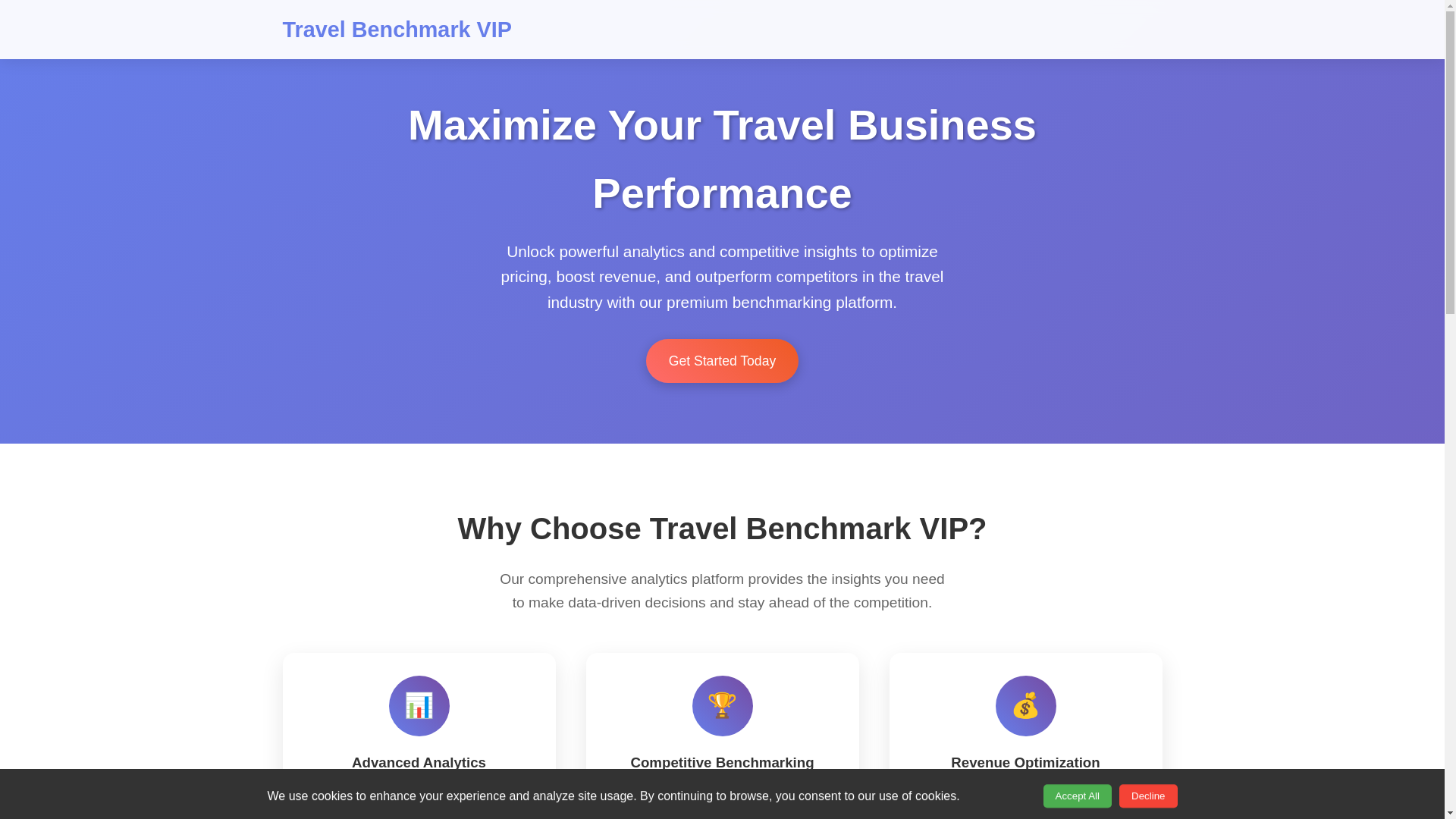 website screenshot of https://travelbenchmark.vip/