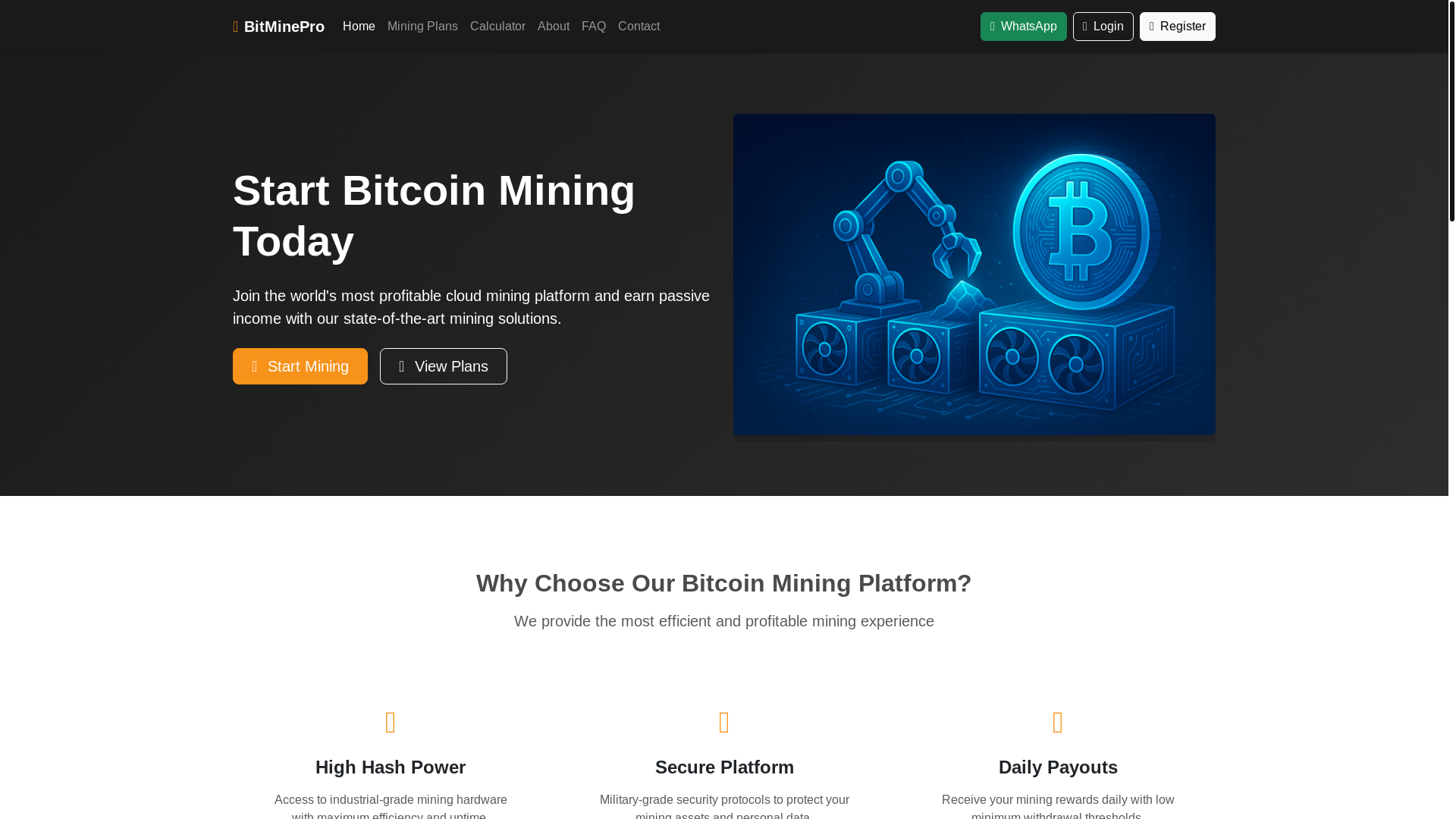 website screenshot of https://bitcoinminingwebsite.online/