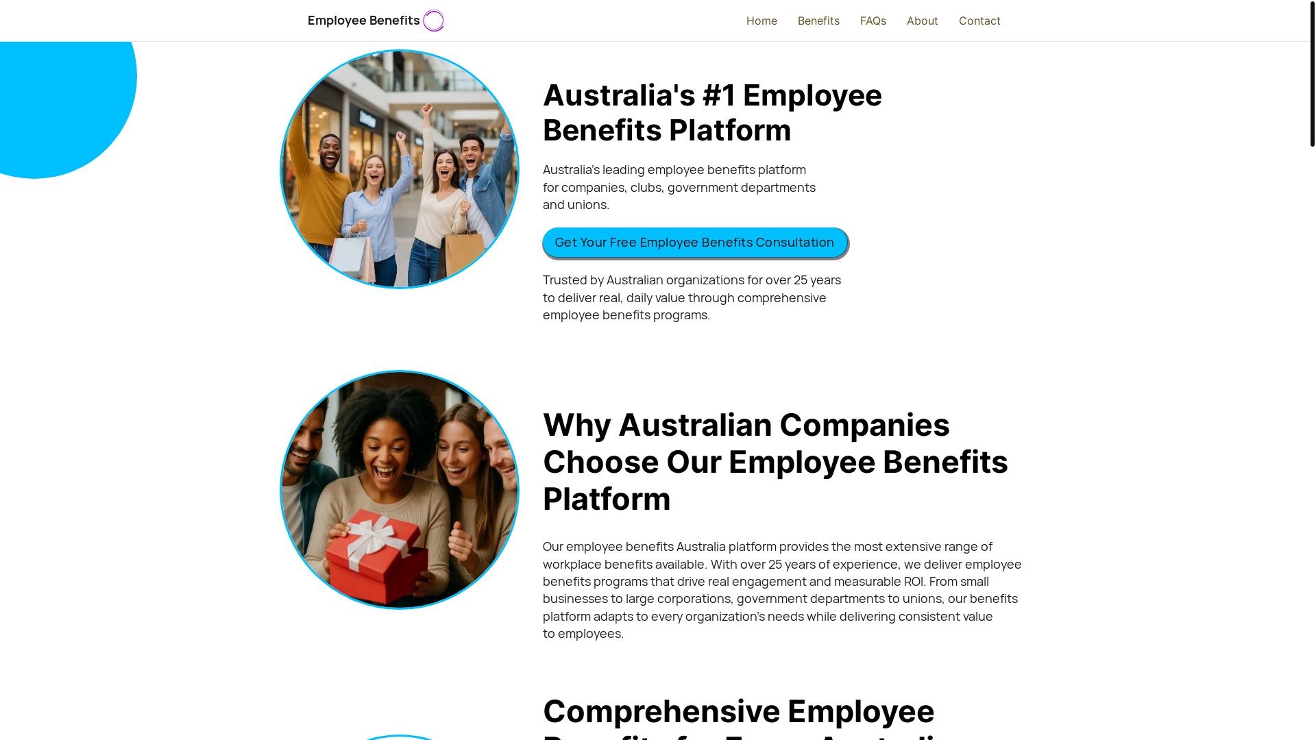 website screenshot of https://employee-benefits.com.au/