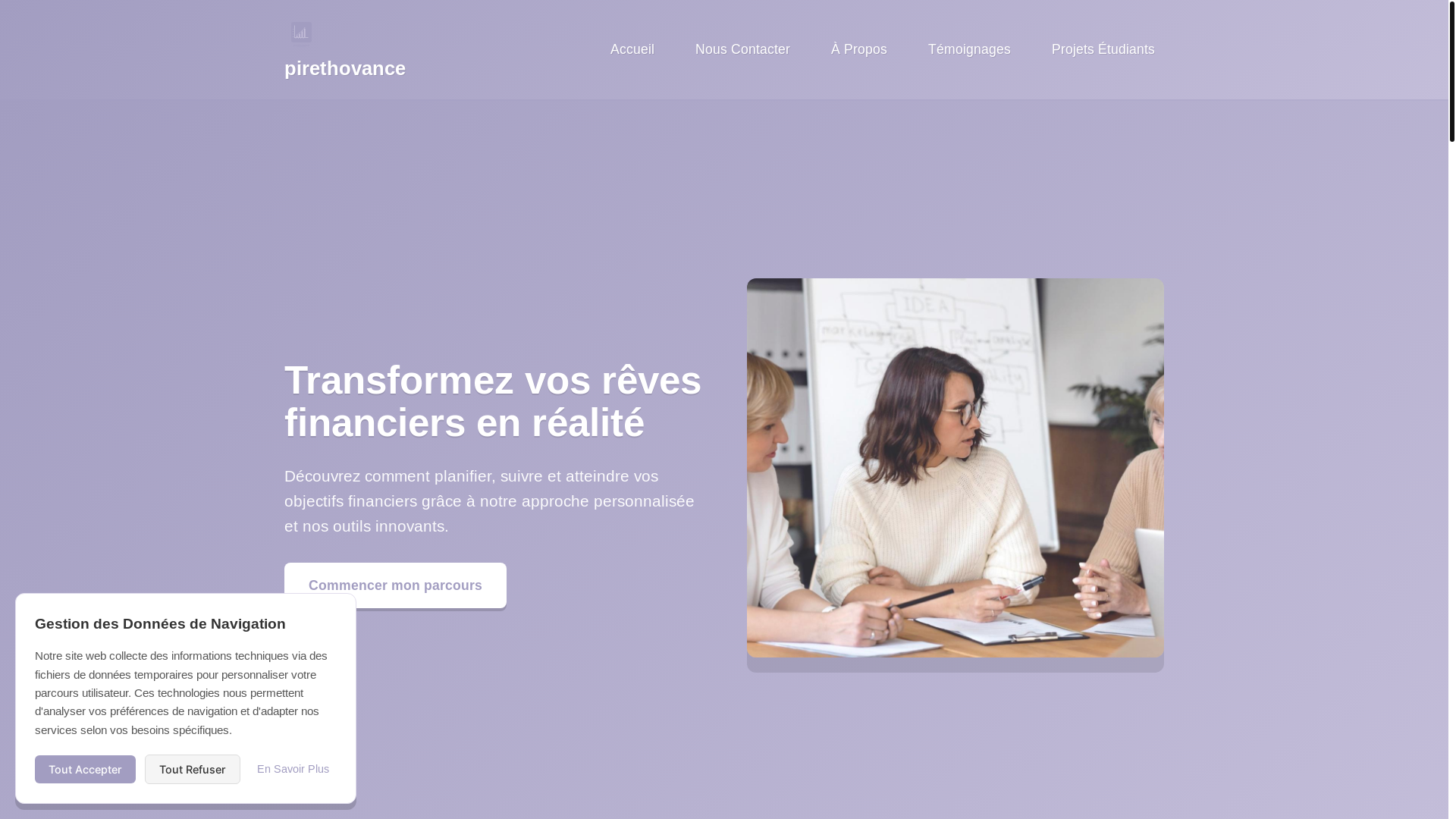 website screenshot of https://pirethovance.com/