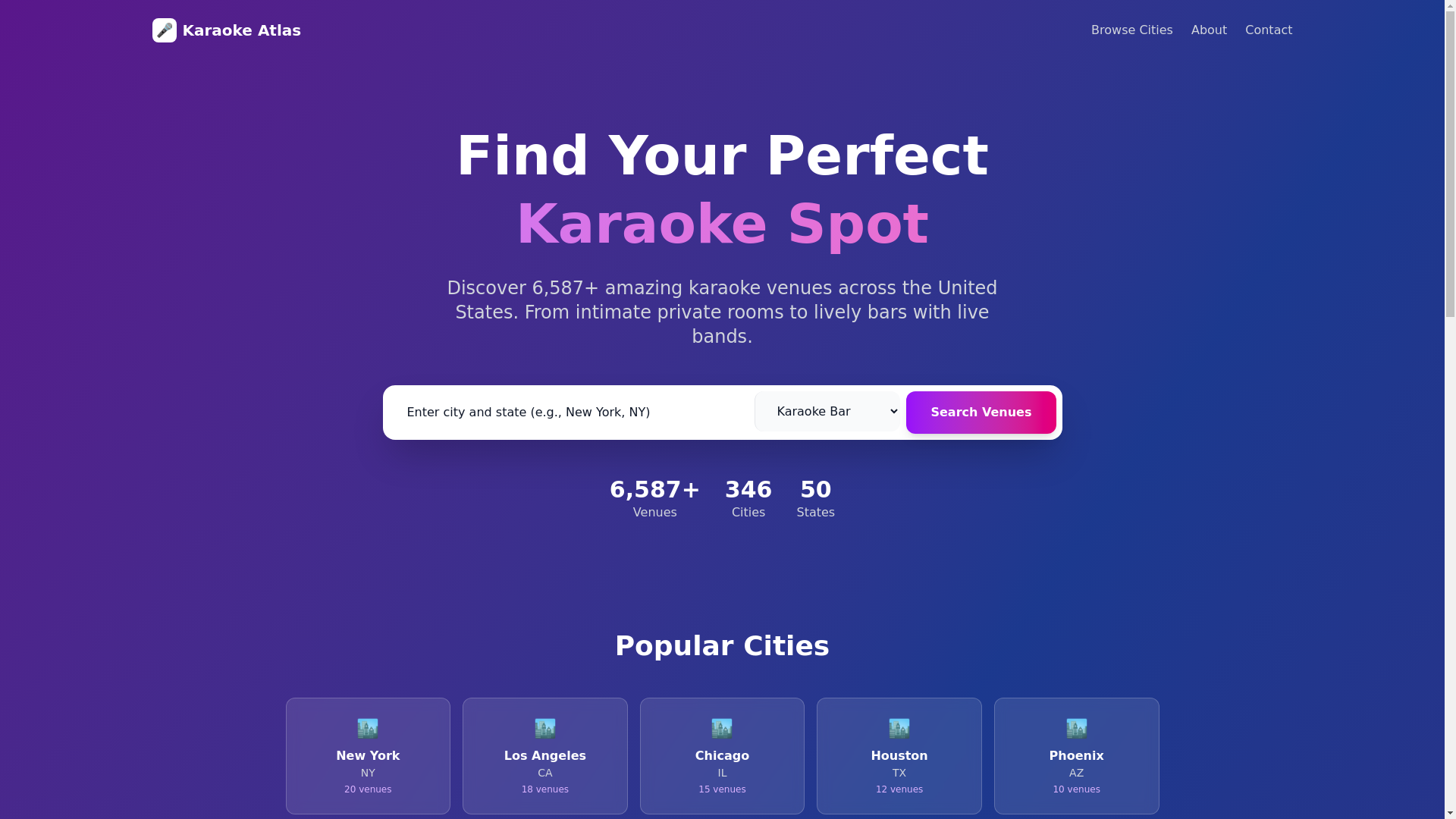website screenshot of https://karaokeatlas.com/