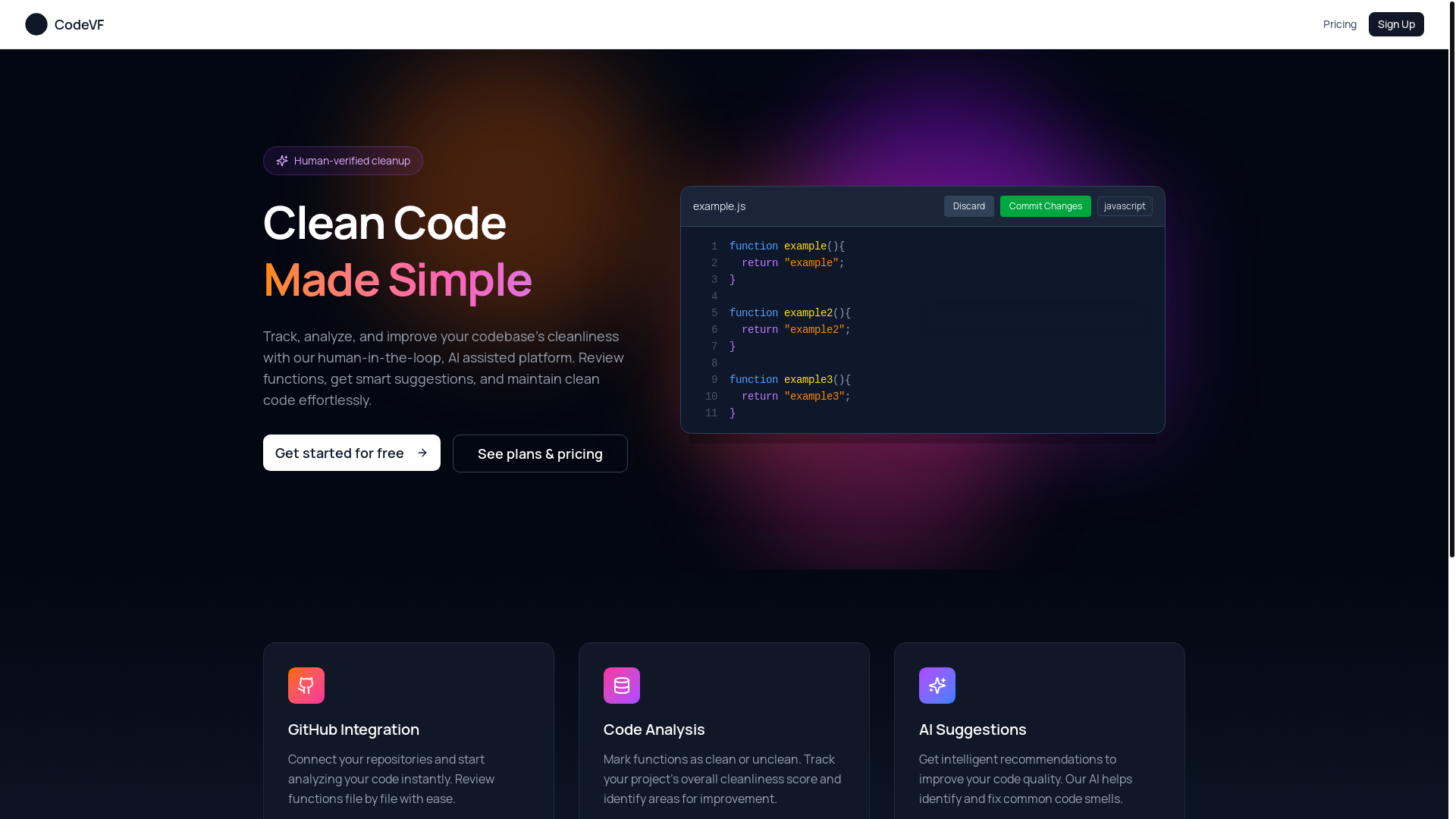 website screenshot of https://codevf.com/
