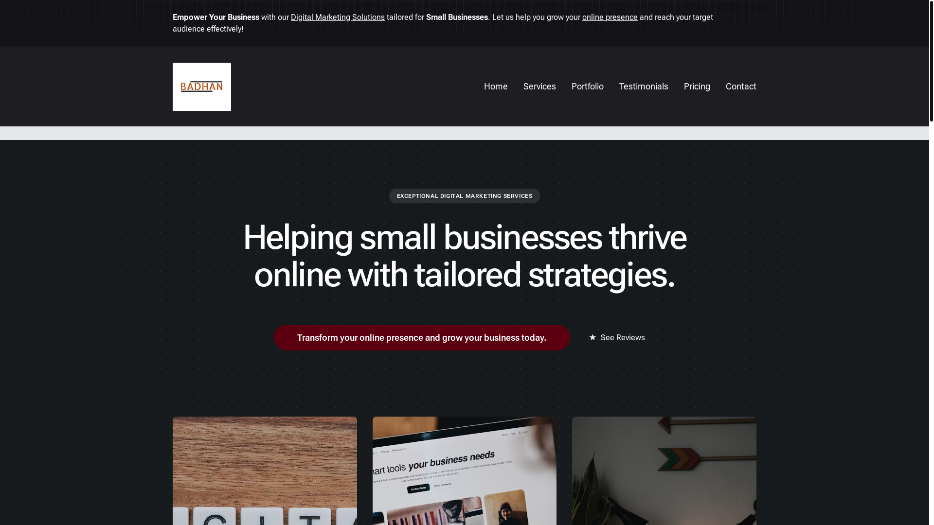 website screenshot of https://badhanmarketing.com/