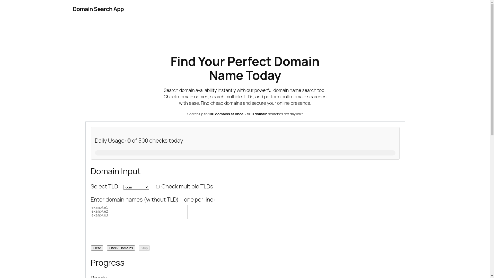 website screenshot of https://domainsearchapp.com/