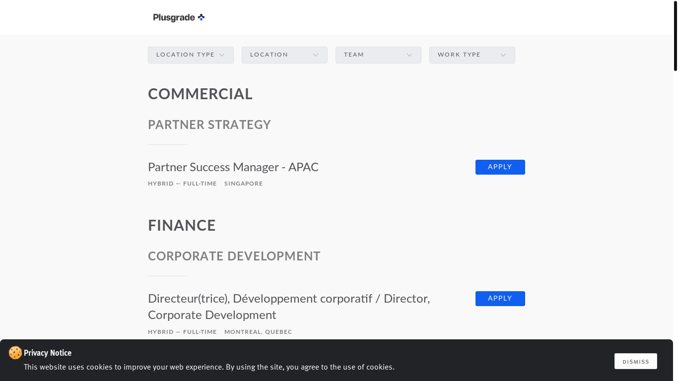 website screenshot of https://jobs.lever.co/plusgrade
