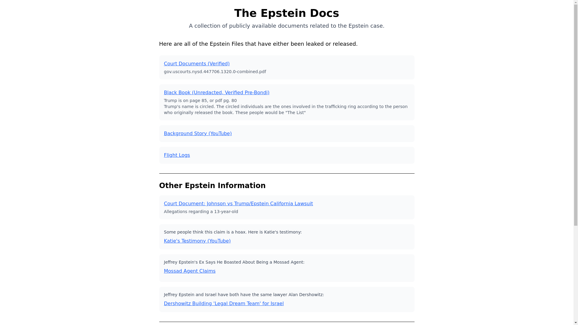 website screenshot of https://theepsteindocs.com/