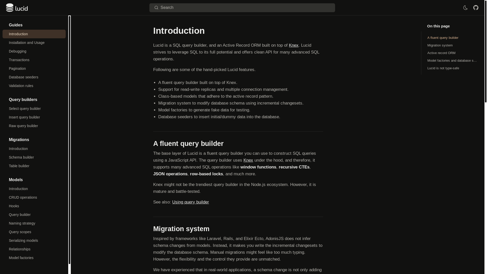 website screenshot of https://lucid-adonisjs-com.pages.dev/