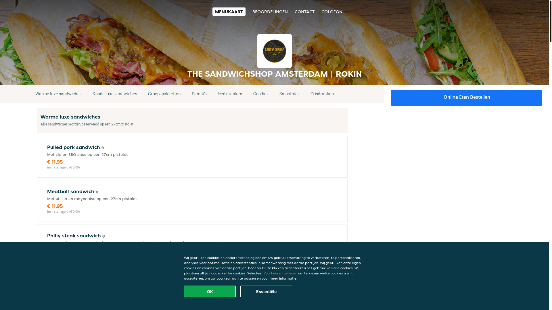 website screenshot of https://thesandwichshopamsterdamrokin.nl/