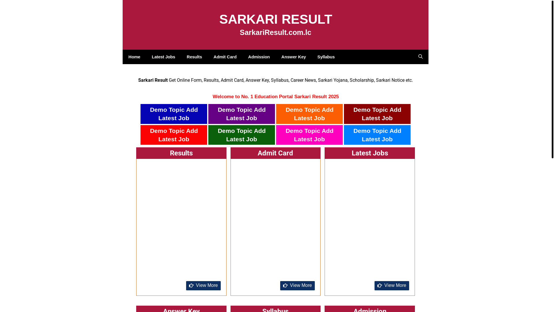 website screenshot of https://sarkariresult.com.lc/