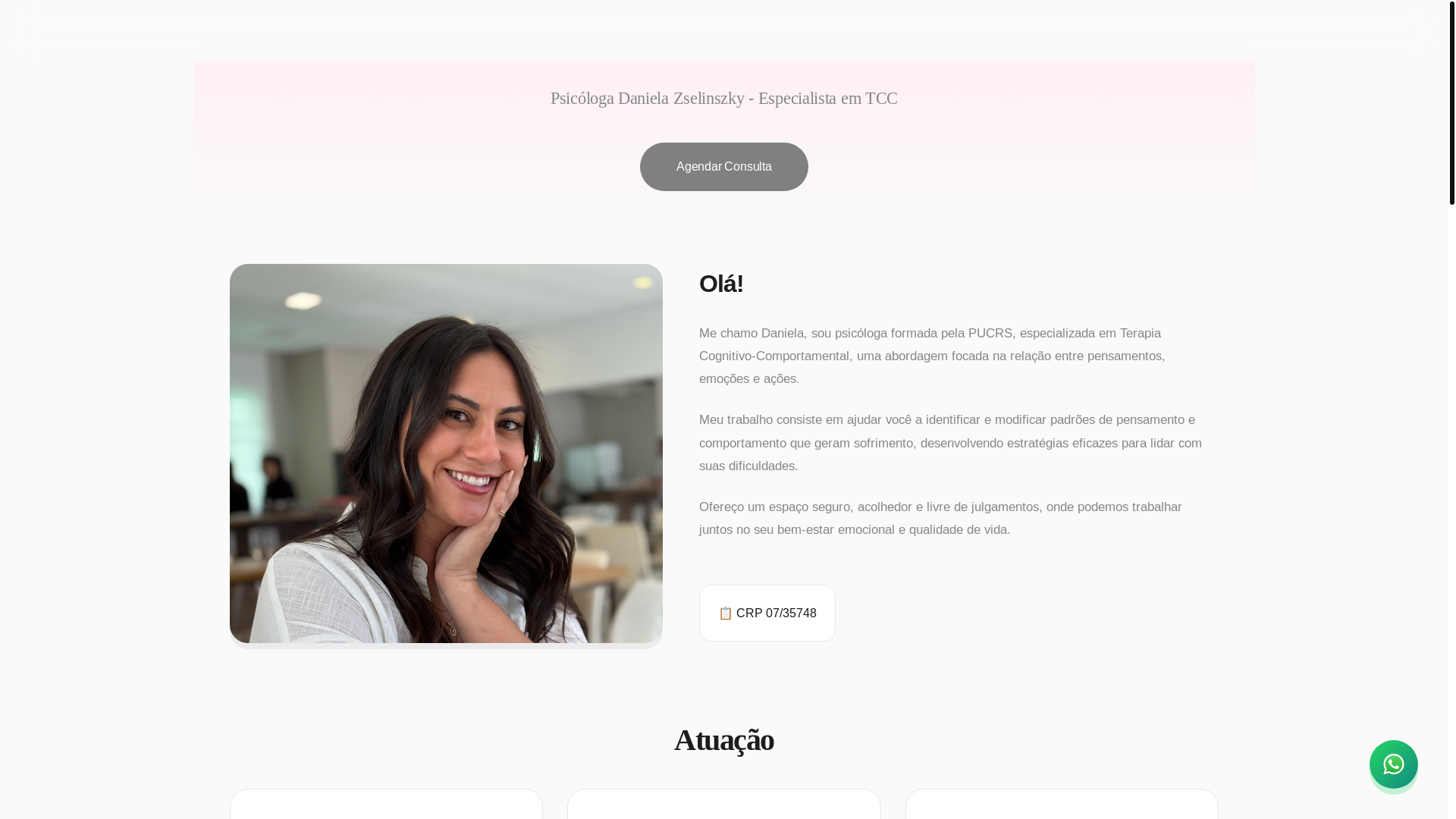 website screenshot of https://danielazpsico.com.br/