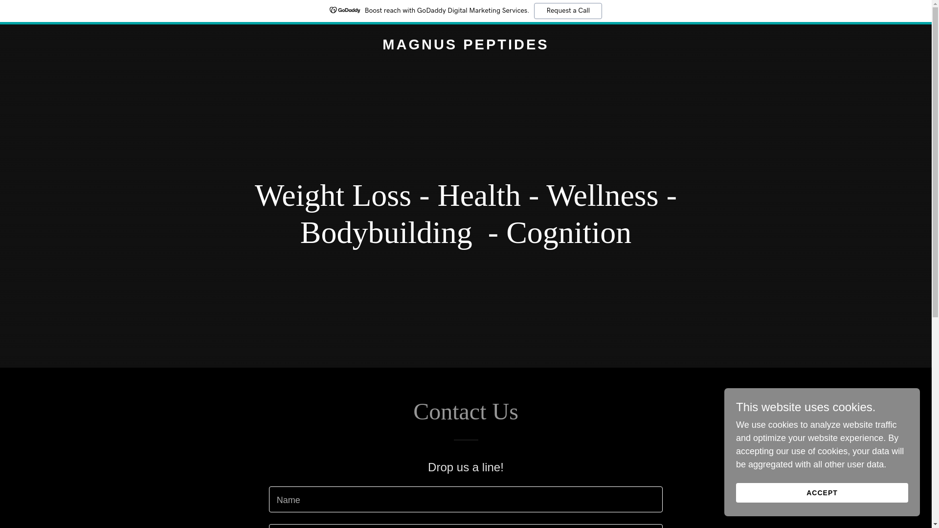 website screenshot of https://magnuspeptides.com/