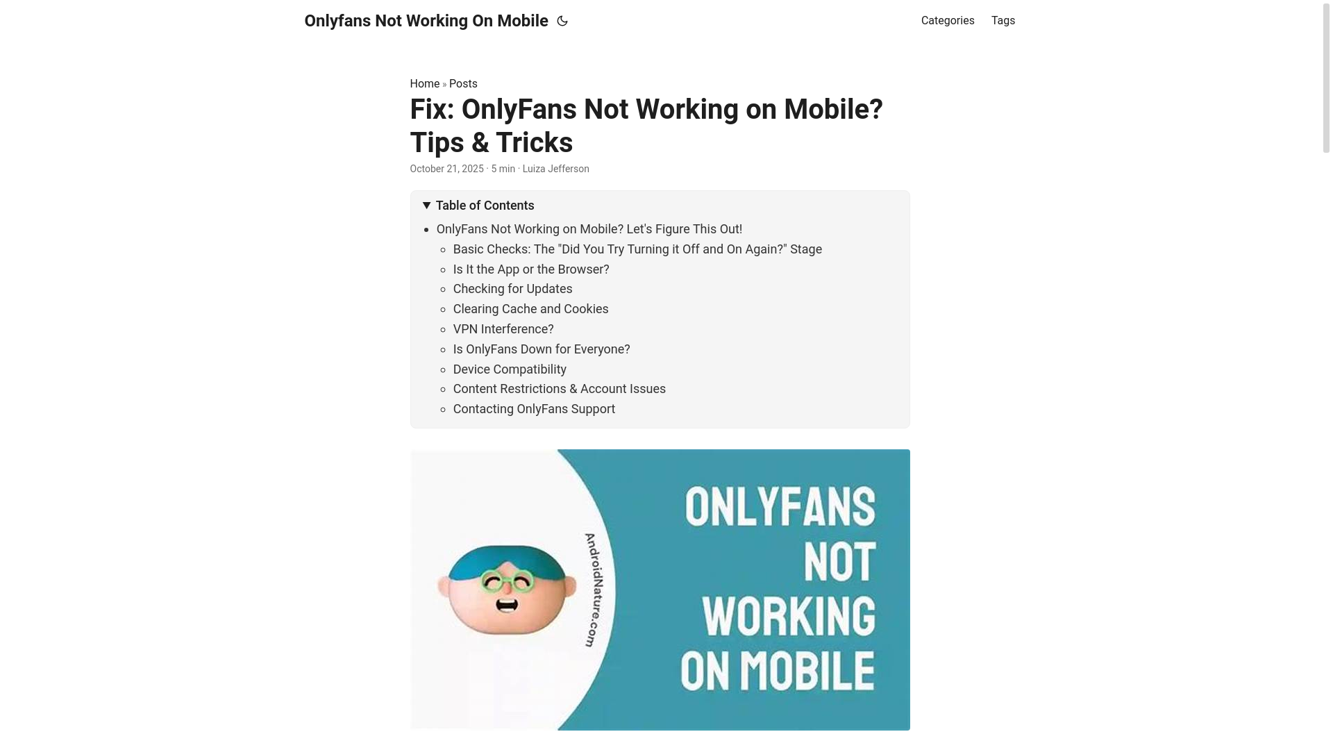 website screenshot of https://onlyfans-not-working-on-mobile.pages.dev/