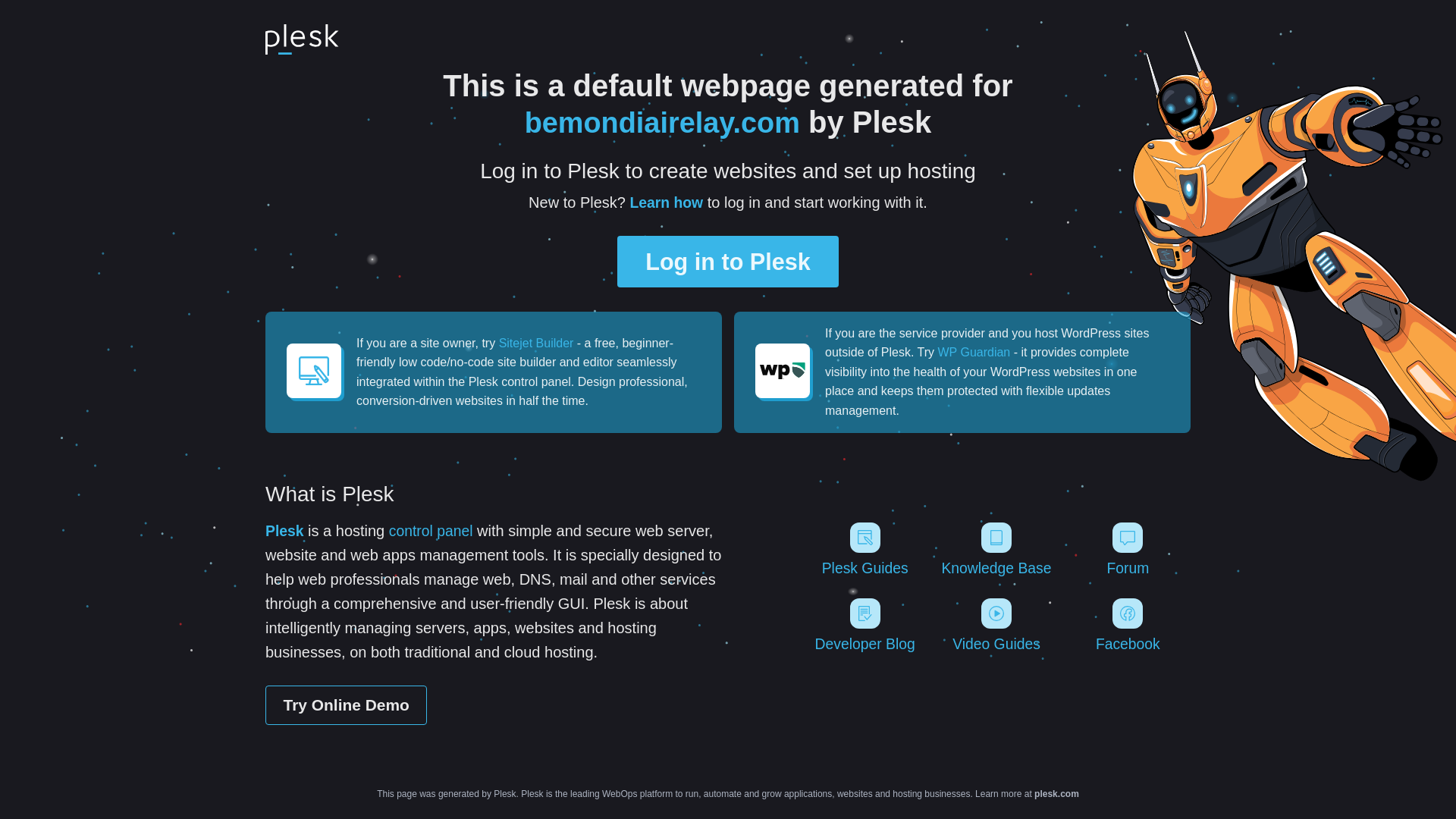 website screenshot of https://bemondiairelay.com/