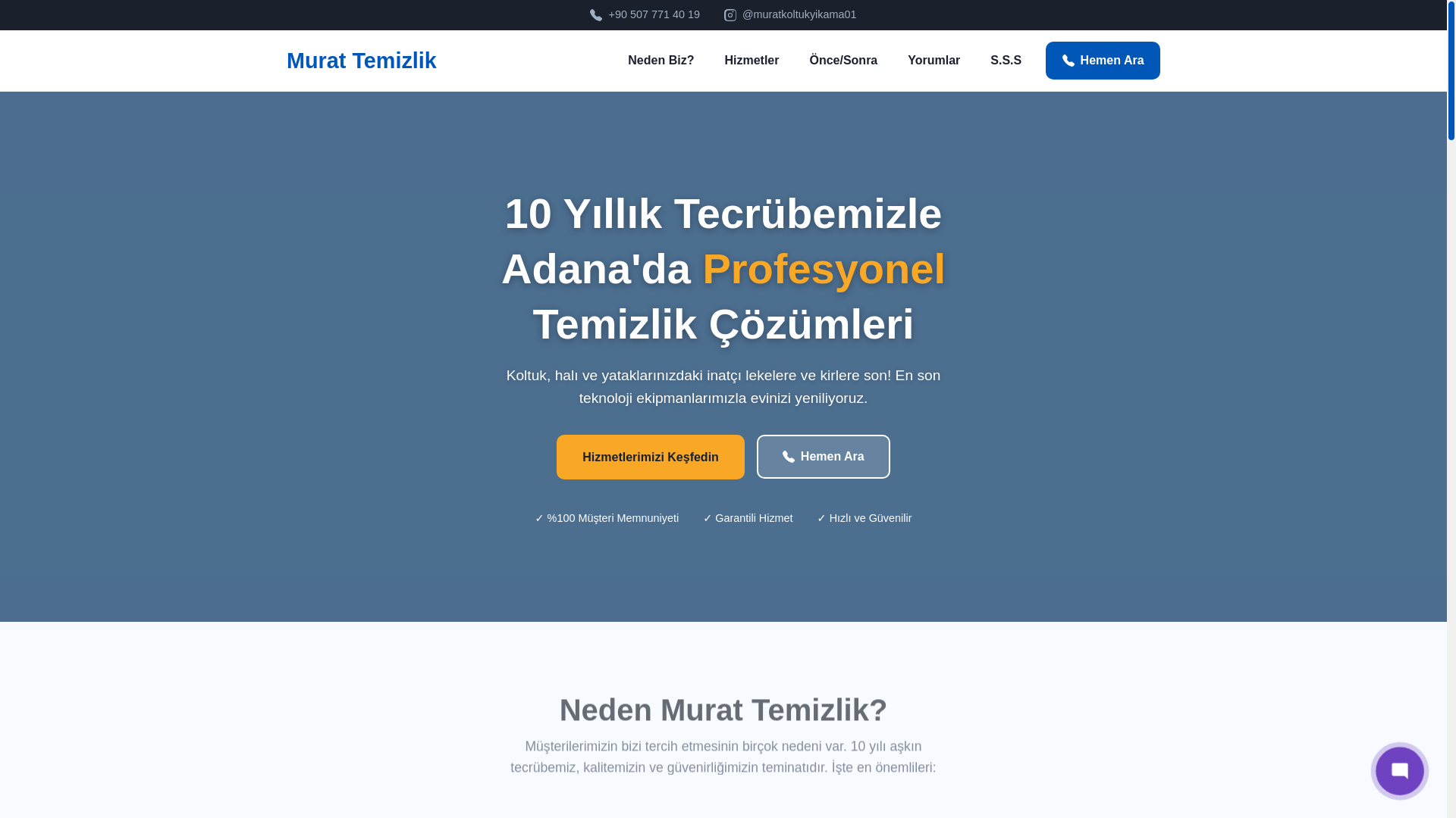 website screenshot of https://murattemizlik.com.tr/