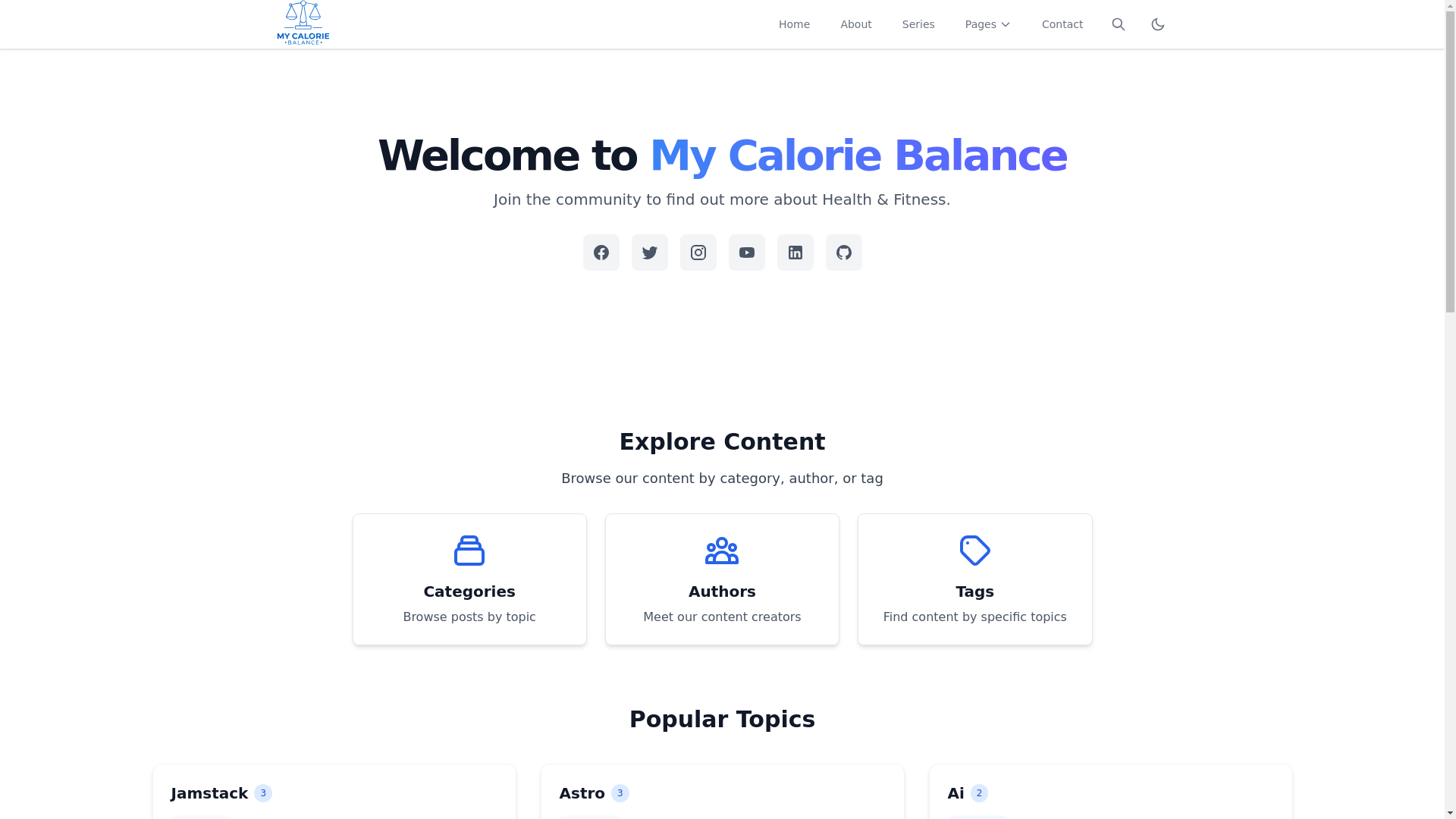 website screenshot of https://mycaloriebalanceblog.pages.dev/