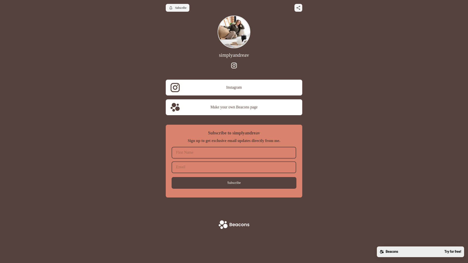 website screenshot of https://simplyandreav.com/