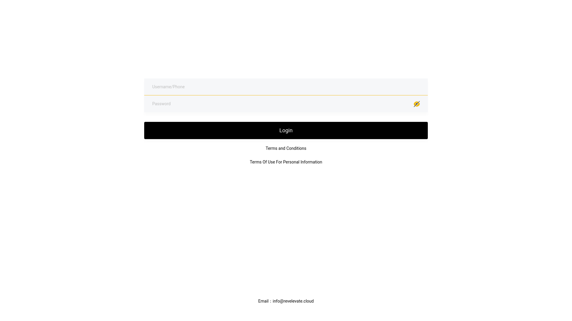 website screenshot of https://www.revelevate.shop/#/login