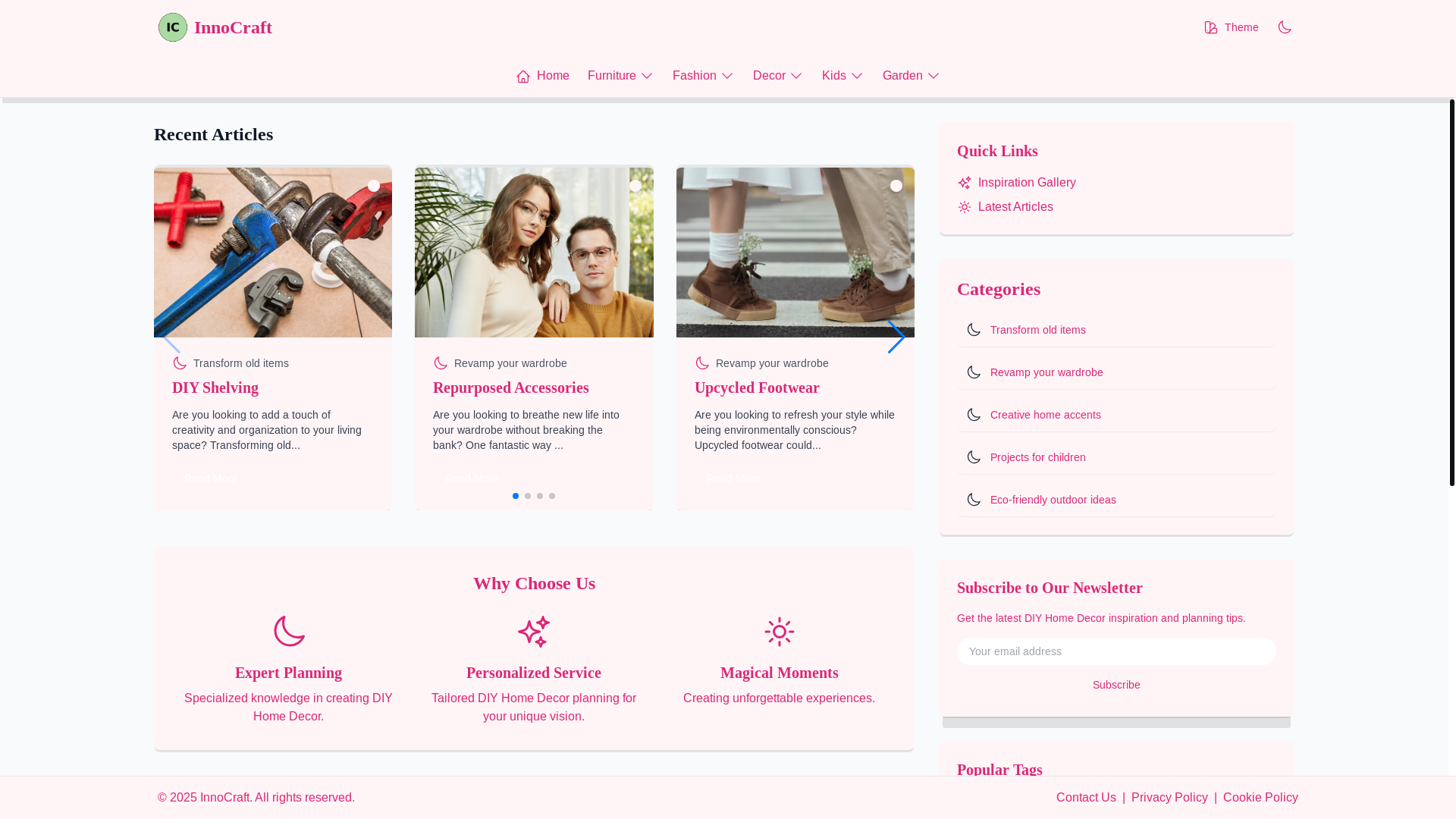 website screenshot of https://innovativediy.xyz/