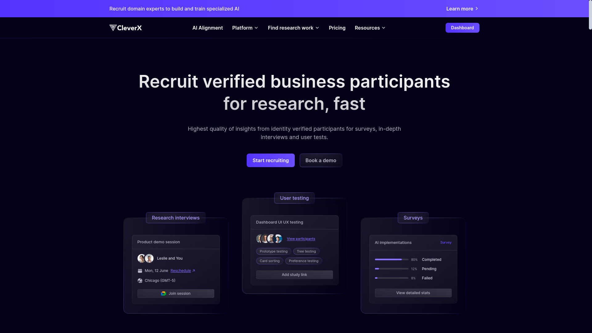website screenshot of https://cleverx-frontend.pages.dev/