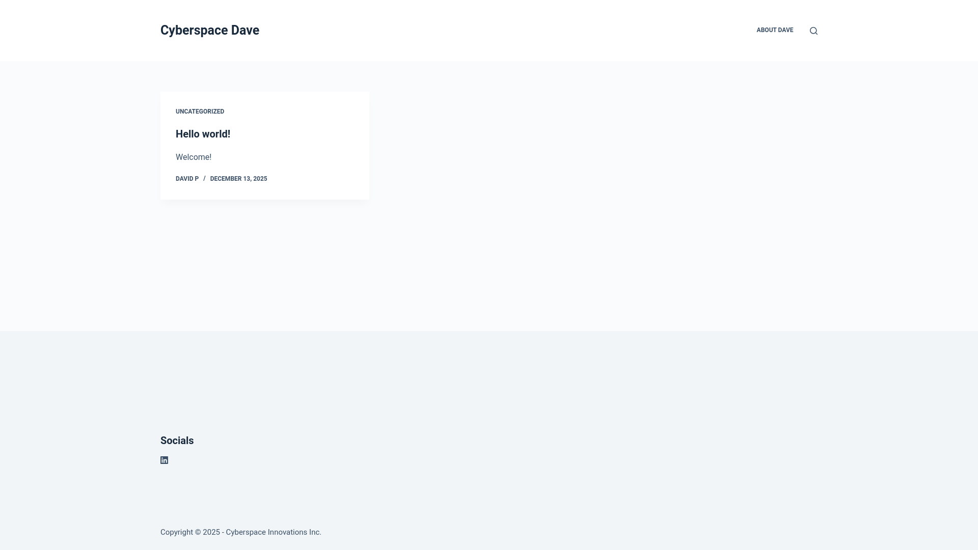 website screenshot of https://cyberspacedave.com/