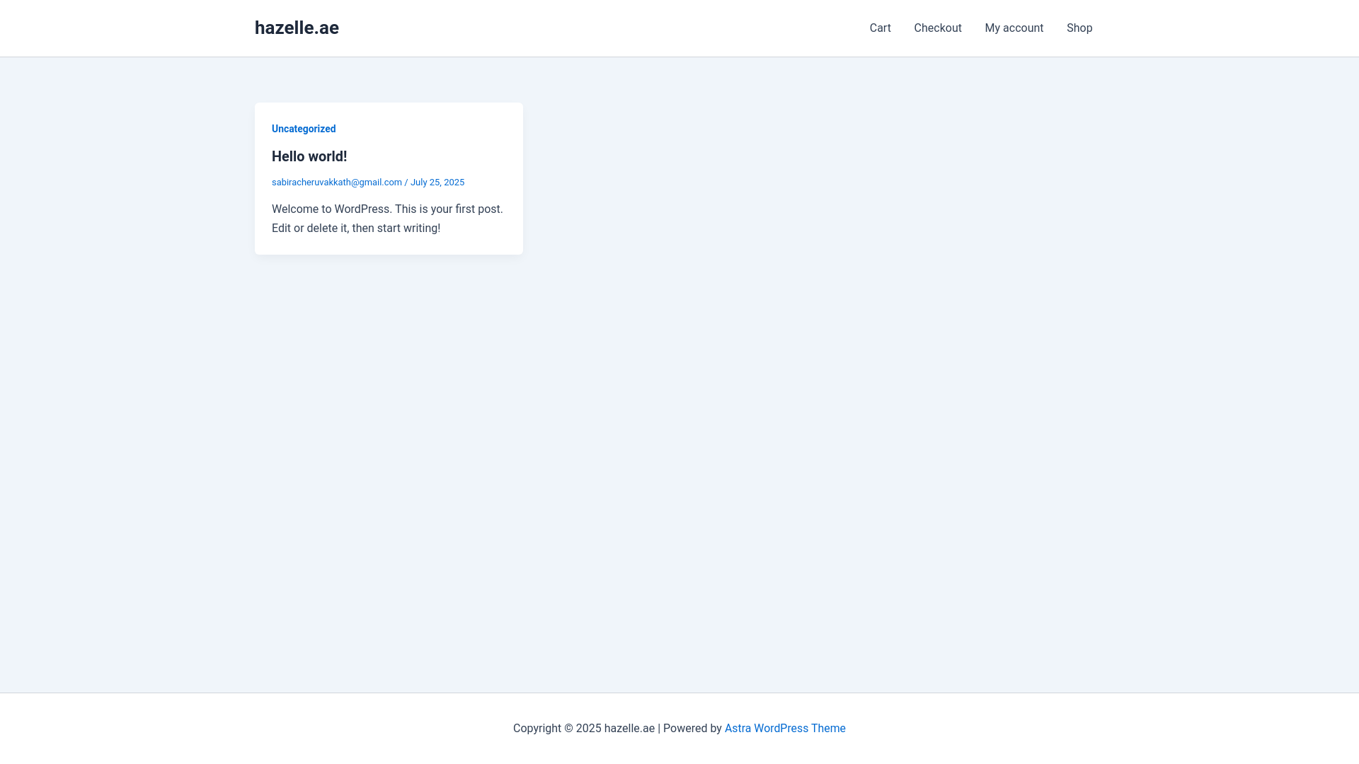 website screenshot of https://hazelle.ae/