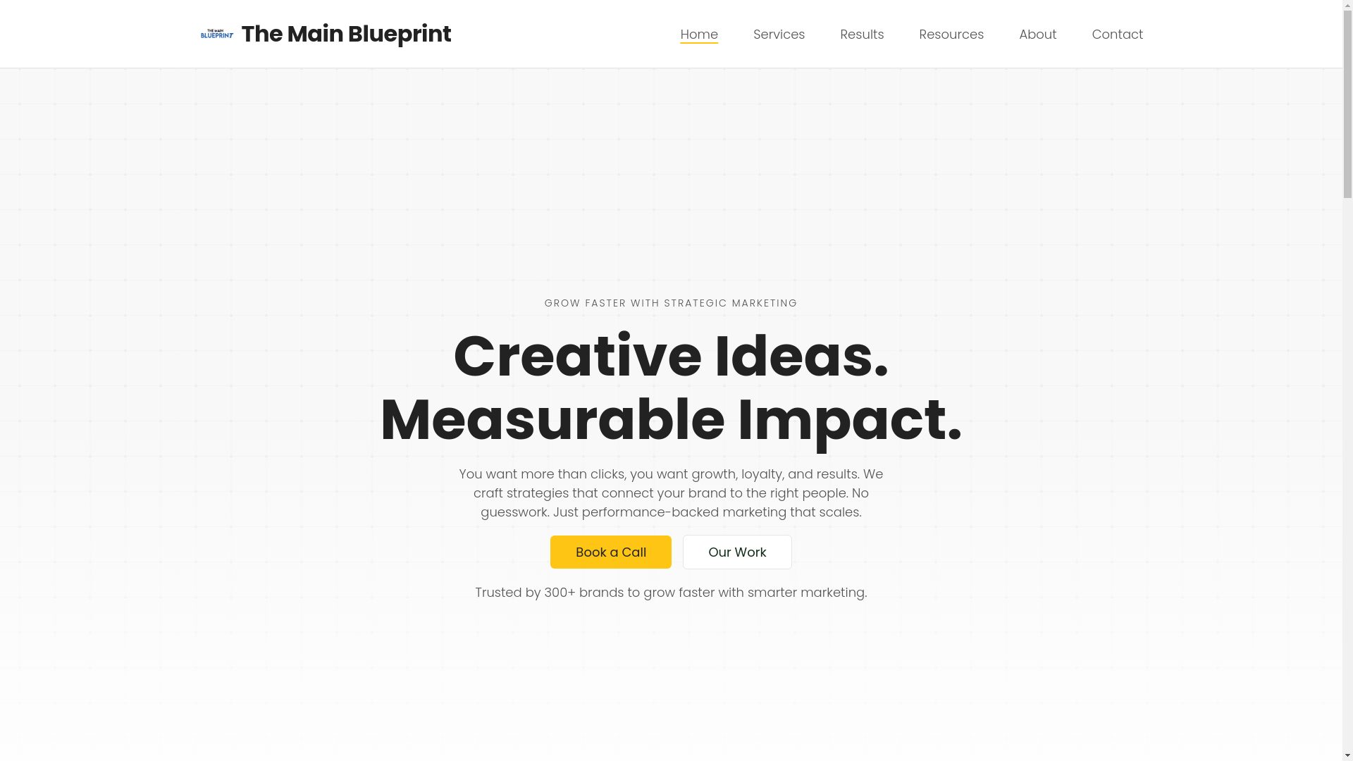 website screenshot of https://themainblueprint.com/