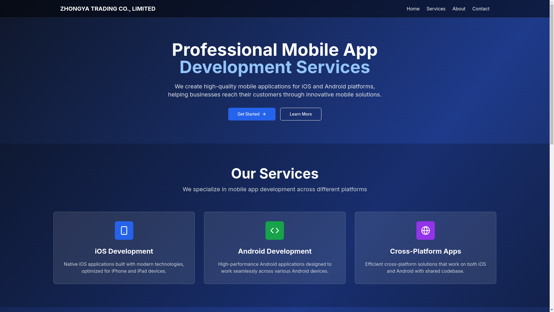 website screenshot of https://zhongya-web.pages.dev/