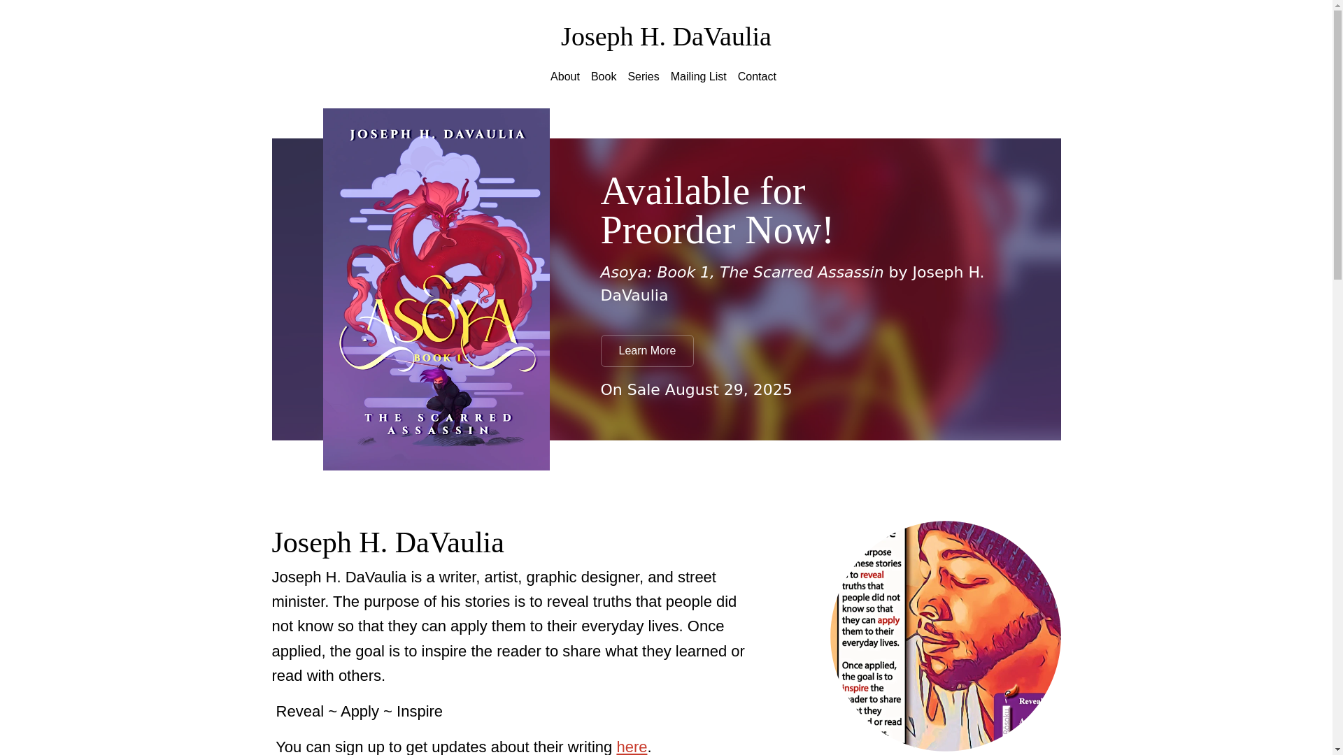 website screenshot of https://josephhdavaulia.com/