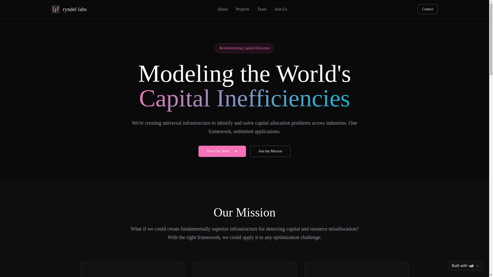 website screenshot of https://ryndellabs.com/