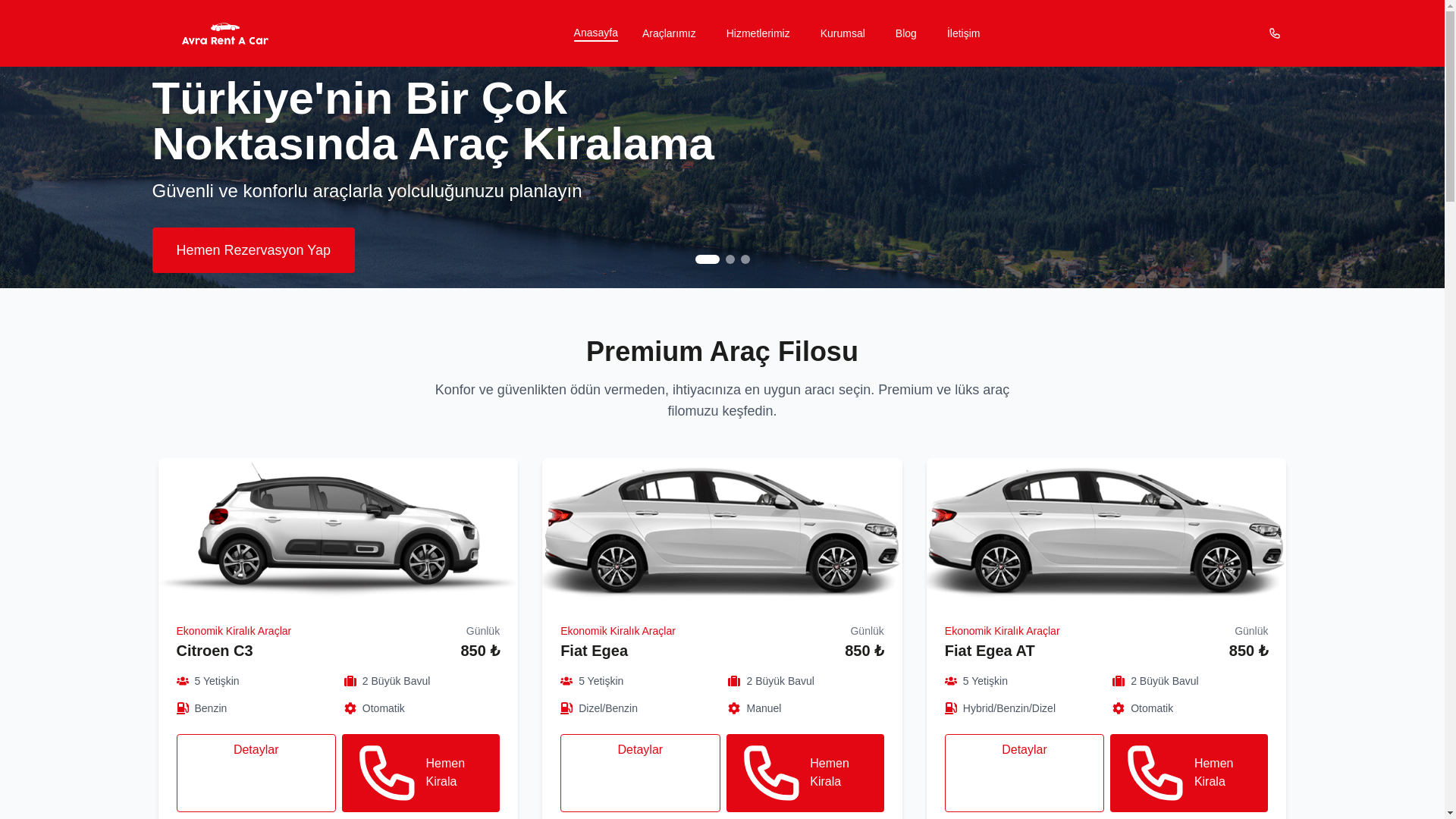 website screenshot of https://avrarentacar.pages.dev/