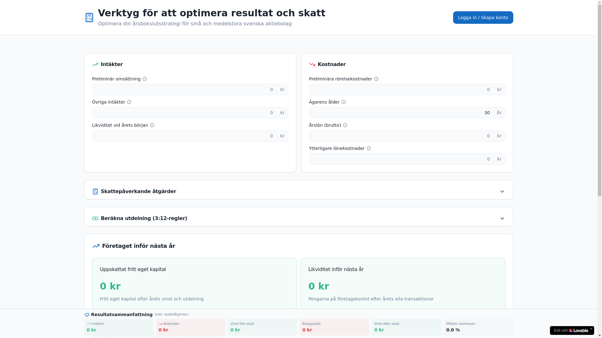website screenshot of https://planeraskatten.se/