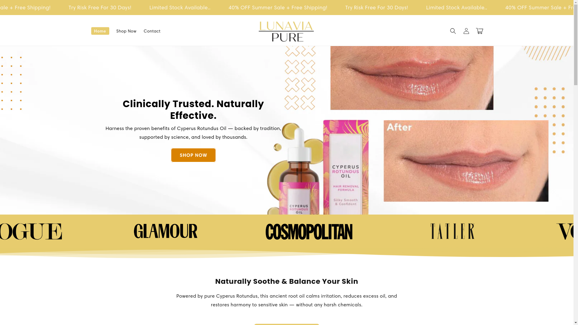 website screenshot of https://lunaviapure.com/