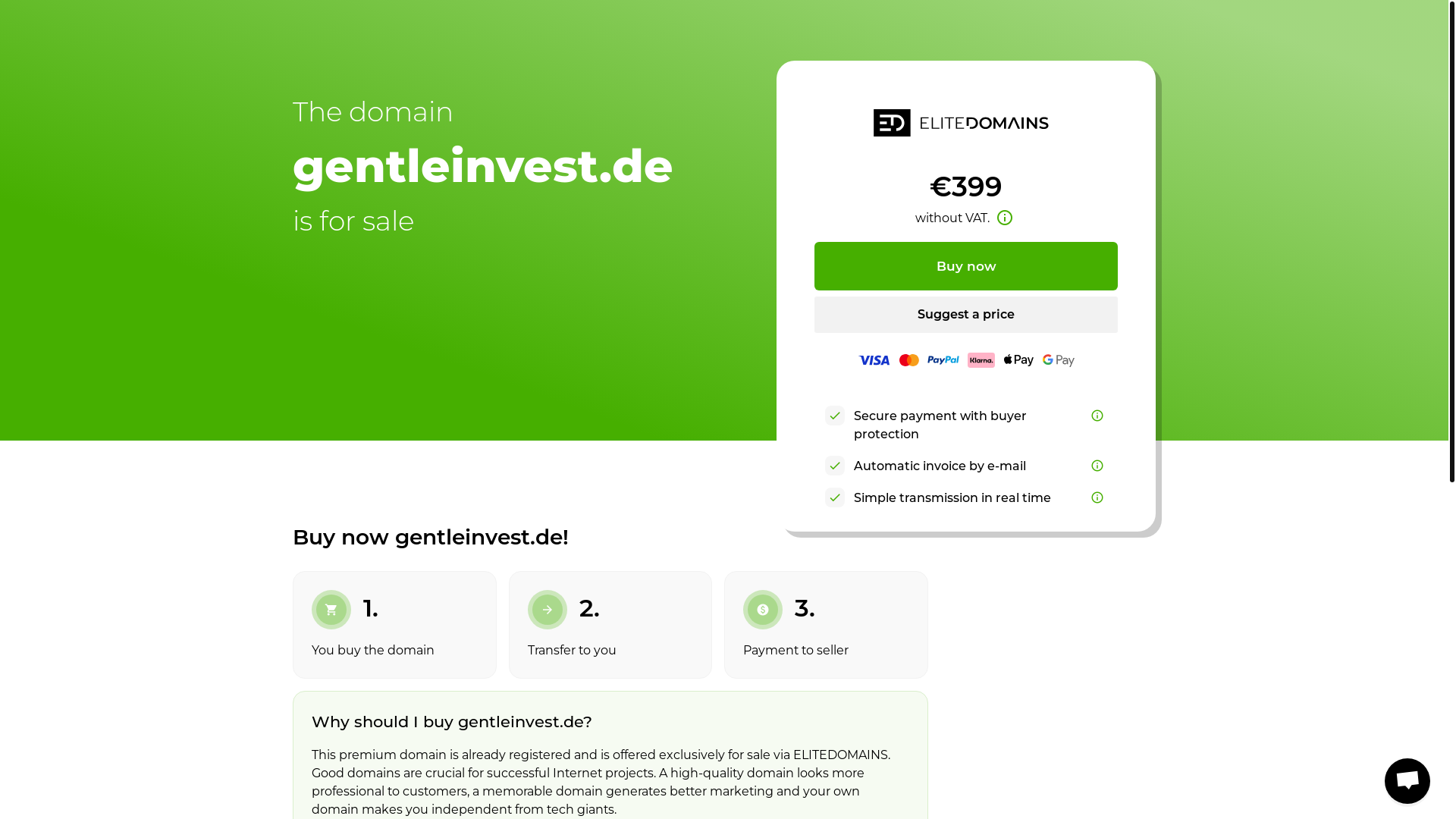 website screenshot of https://gentleinvest.de/
