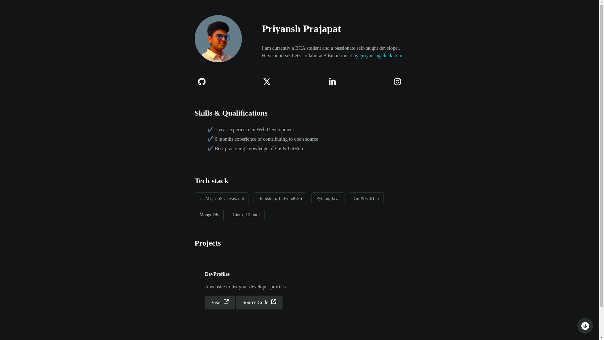 website screenshot of https://oyepriyansh.pages.dev/