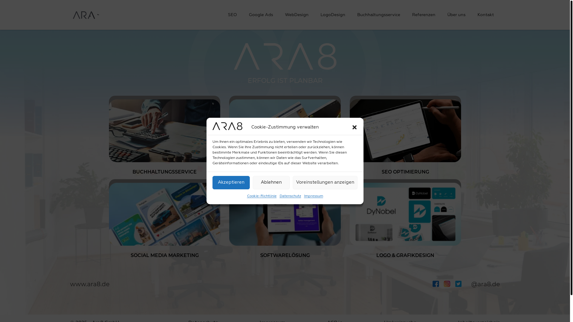 website screenshot of https://ara8media.de/