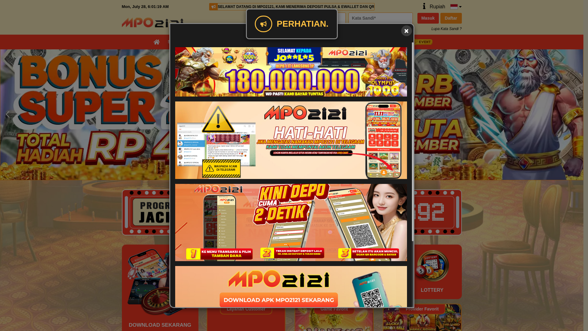 website screenshot of https://mpo2121lembong.com/
