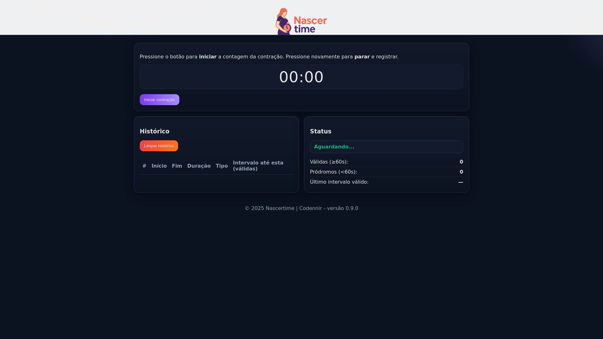 website screenshot of https://nascertime.com.br/