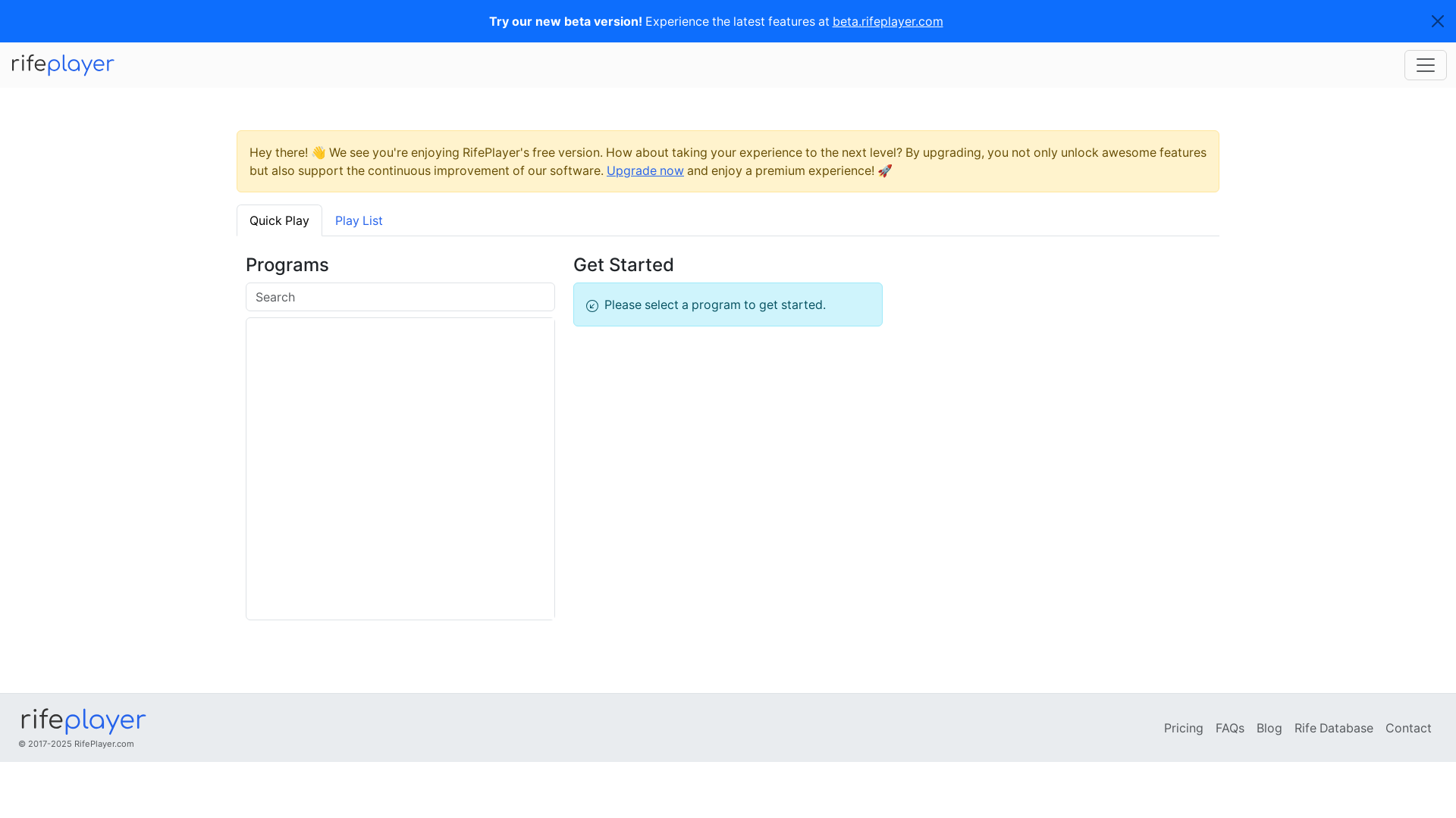 website screenshot of https://rifeplayer.pages.dev/