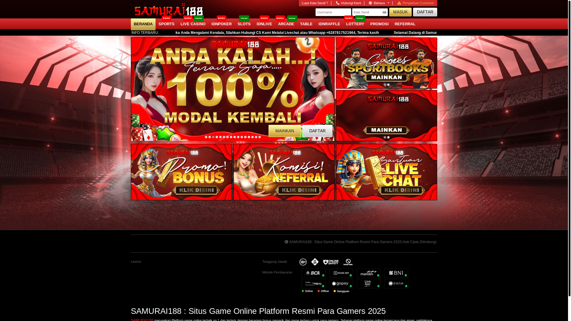 website screenshot of https://samurai188h.sbs/
