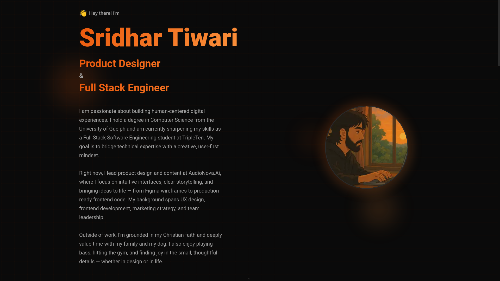 website screenshot of https://imsridhar.com/