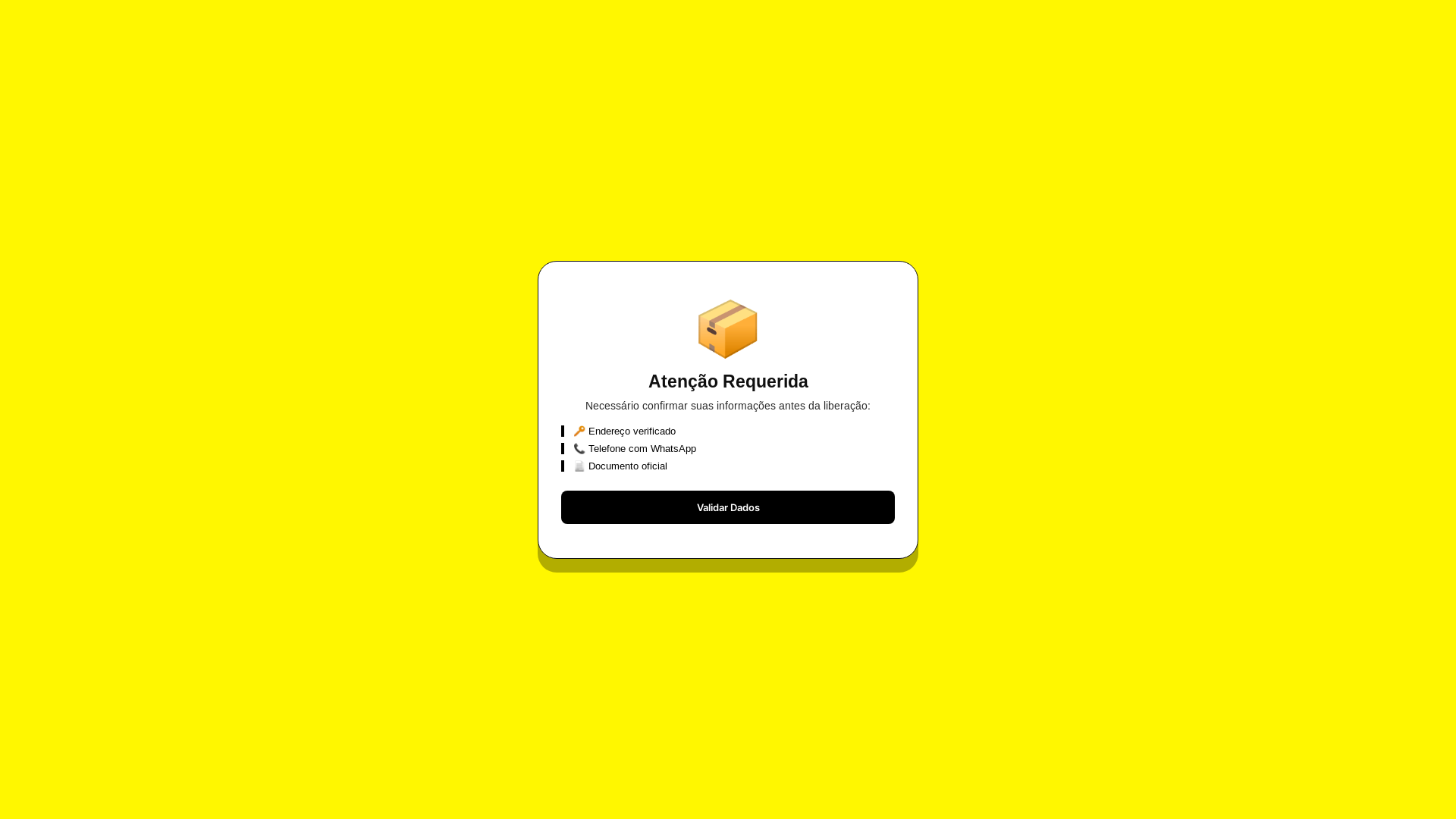 website screenshot of https://verificacaoseuenvio.shop/