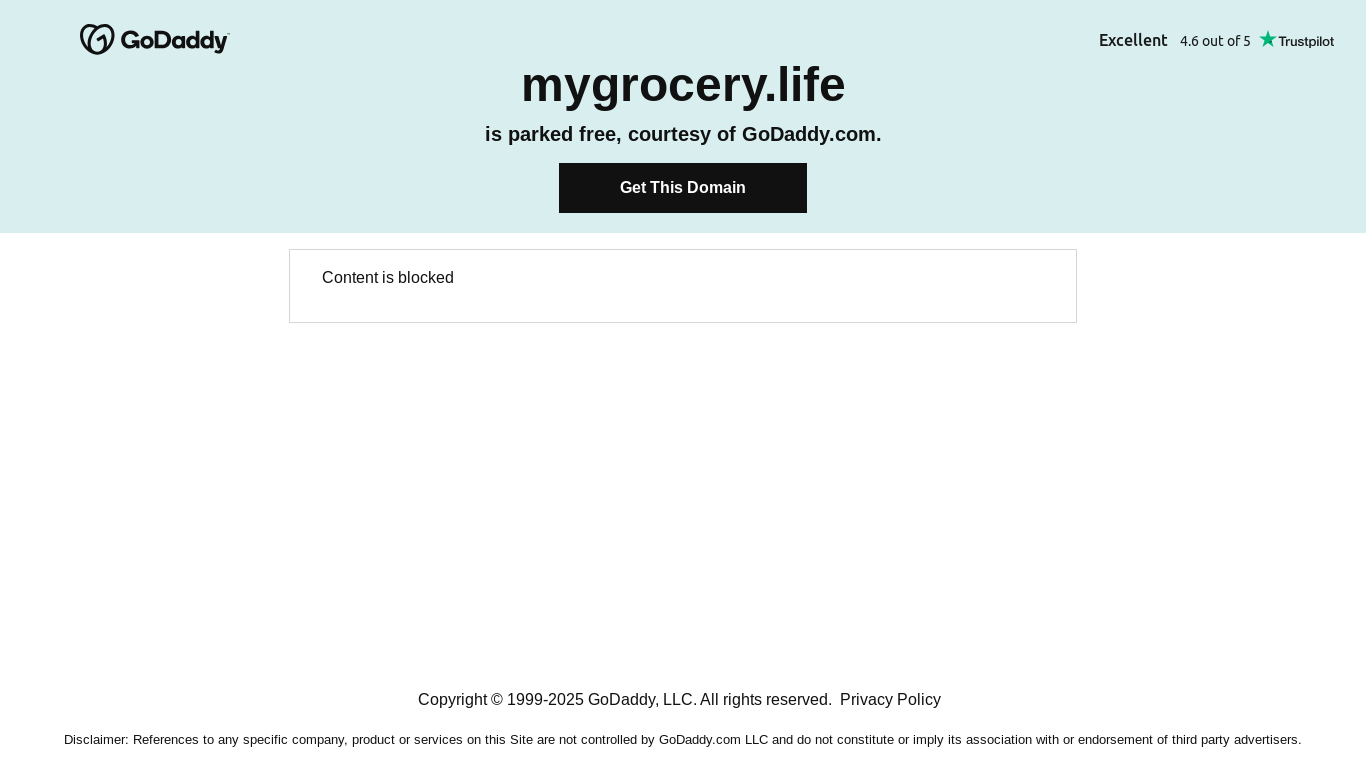 website screenshot of https://mygrocery.life/
