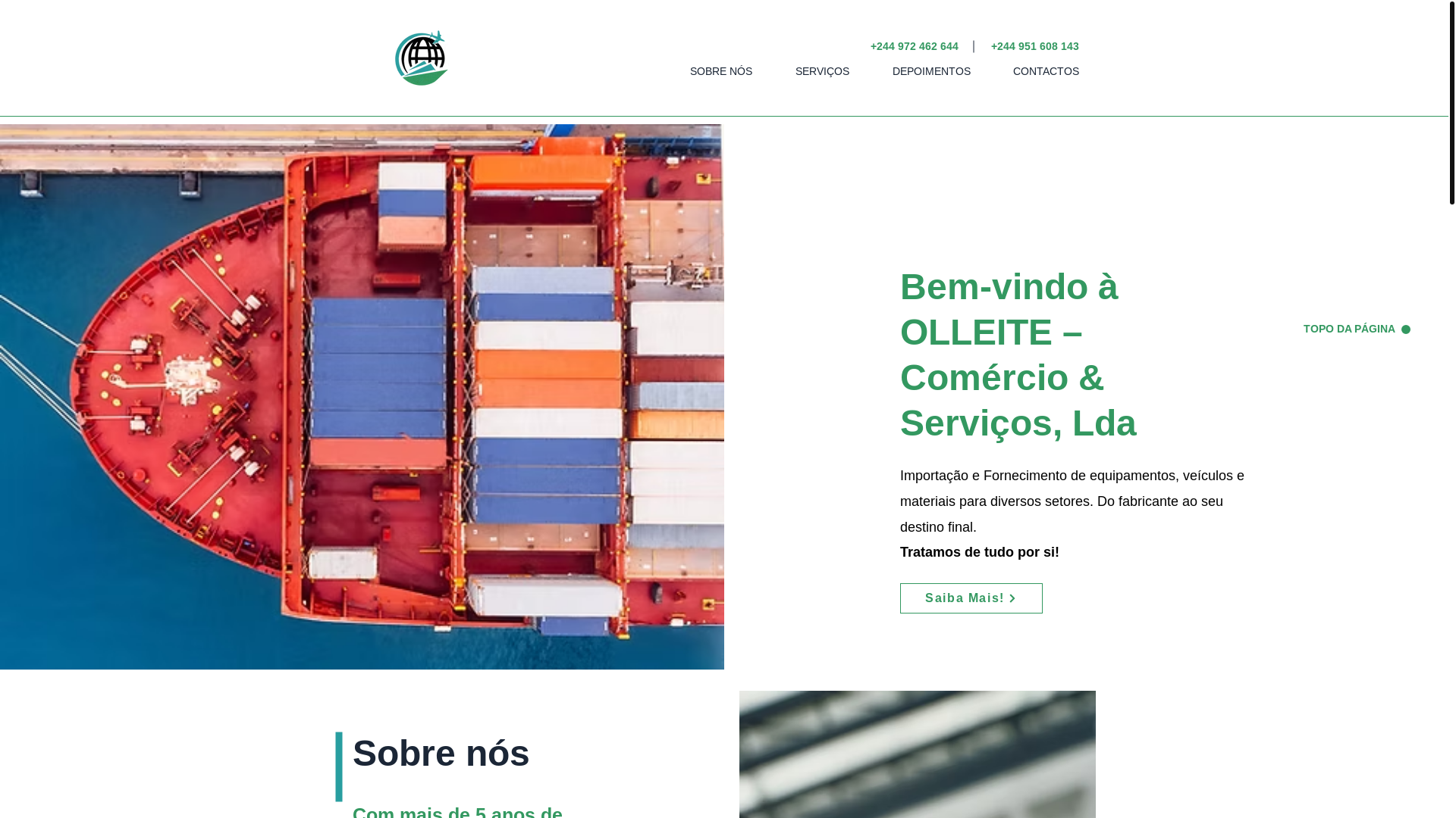 website screenshot of https://olleitecomercial.com/