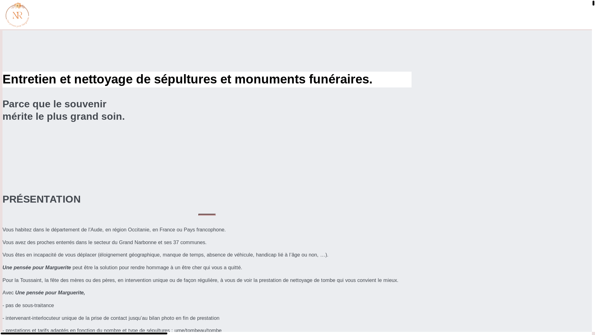 website screenshot of https://unepenseepourmarguerite.com/