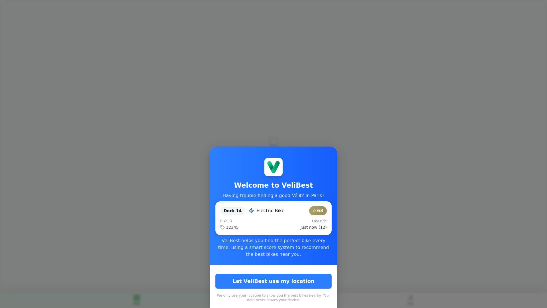 website screenshot of https://velibest.fr/