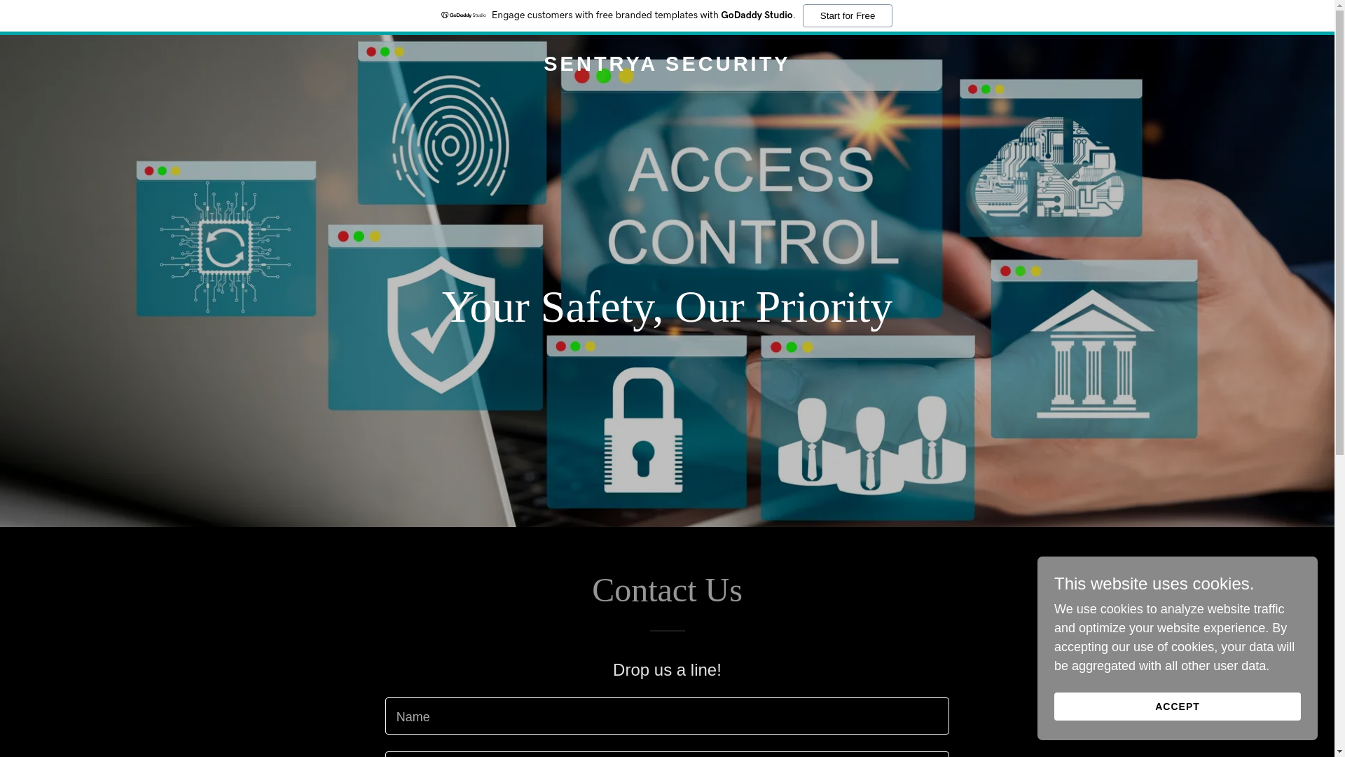 website screenshot of https://sentrya-security.com/