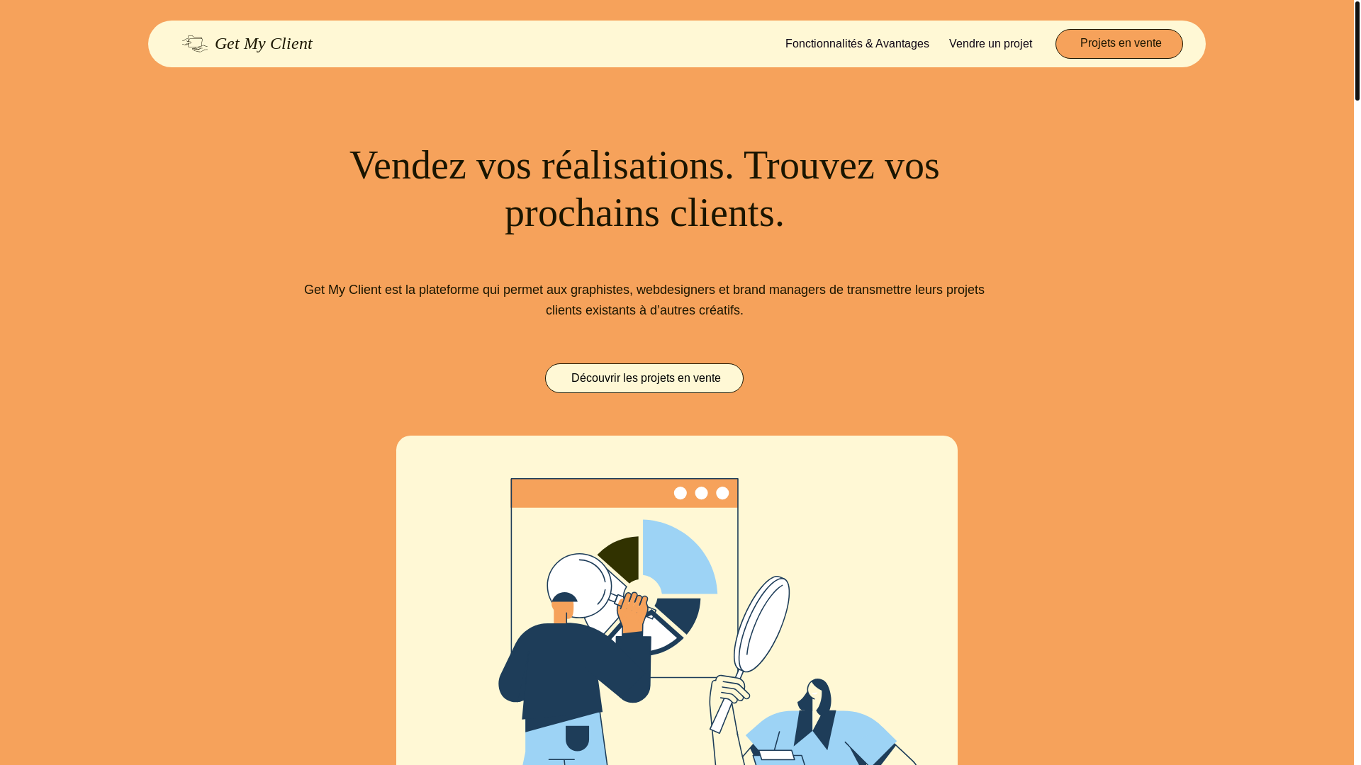 website screenshot of https://getmyclient.be/