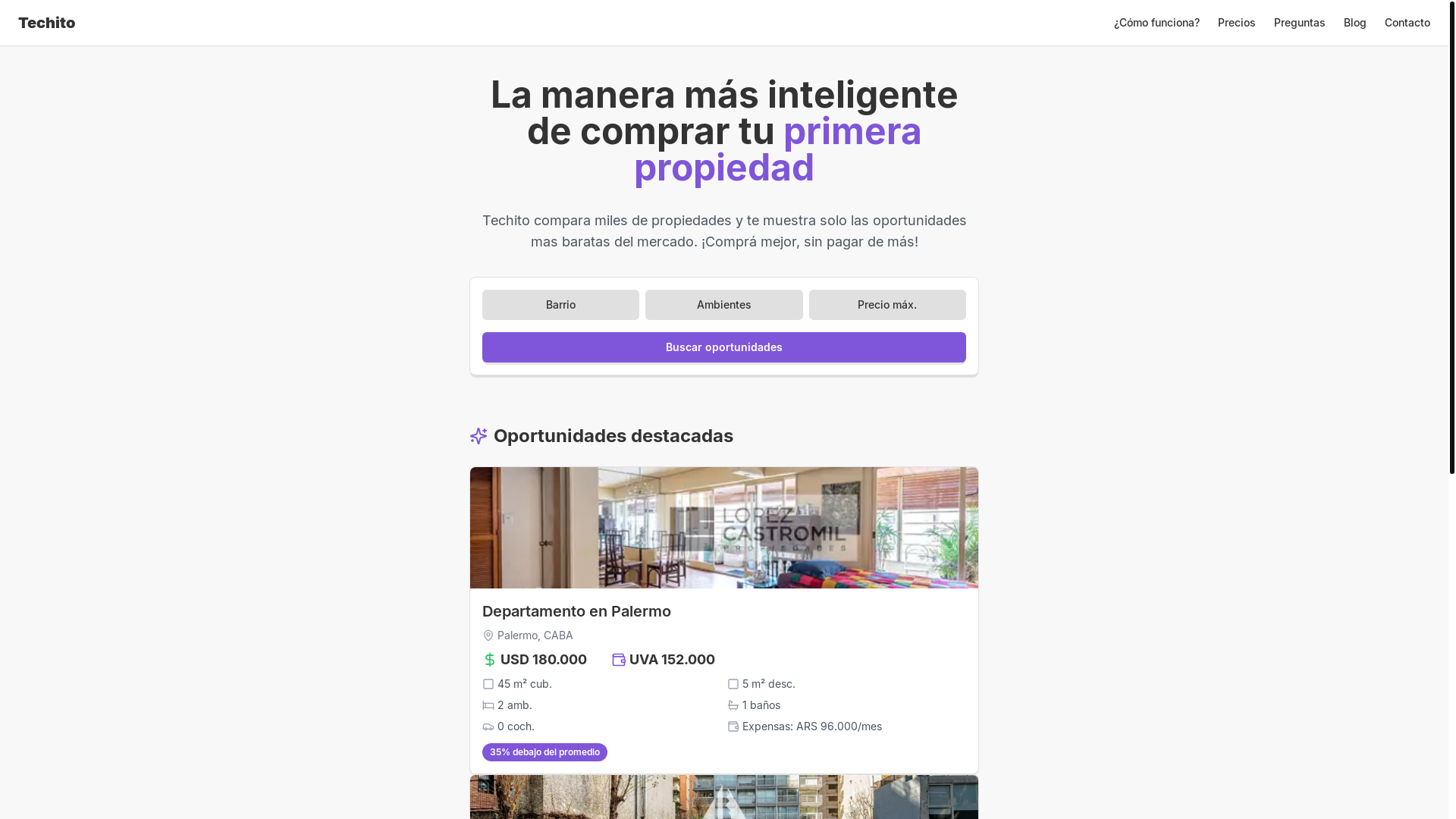 website screenshot of https://techito.com.ar/