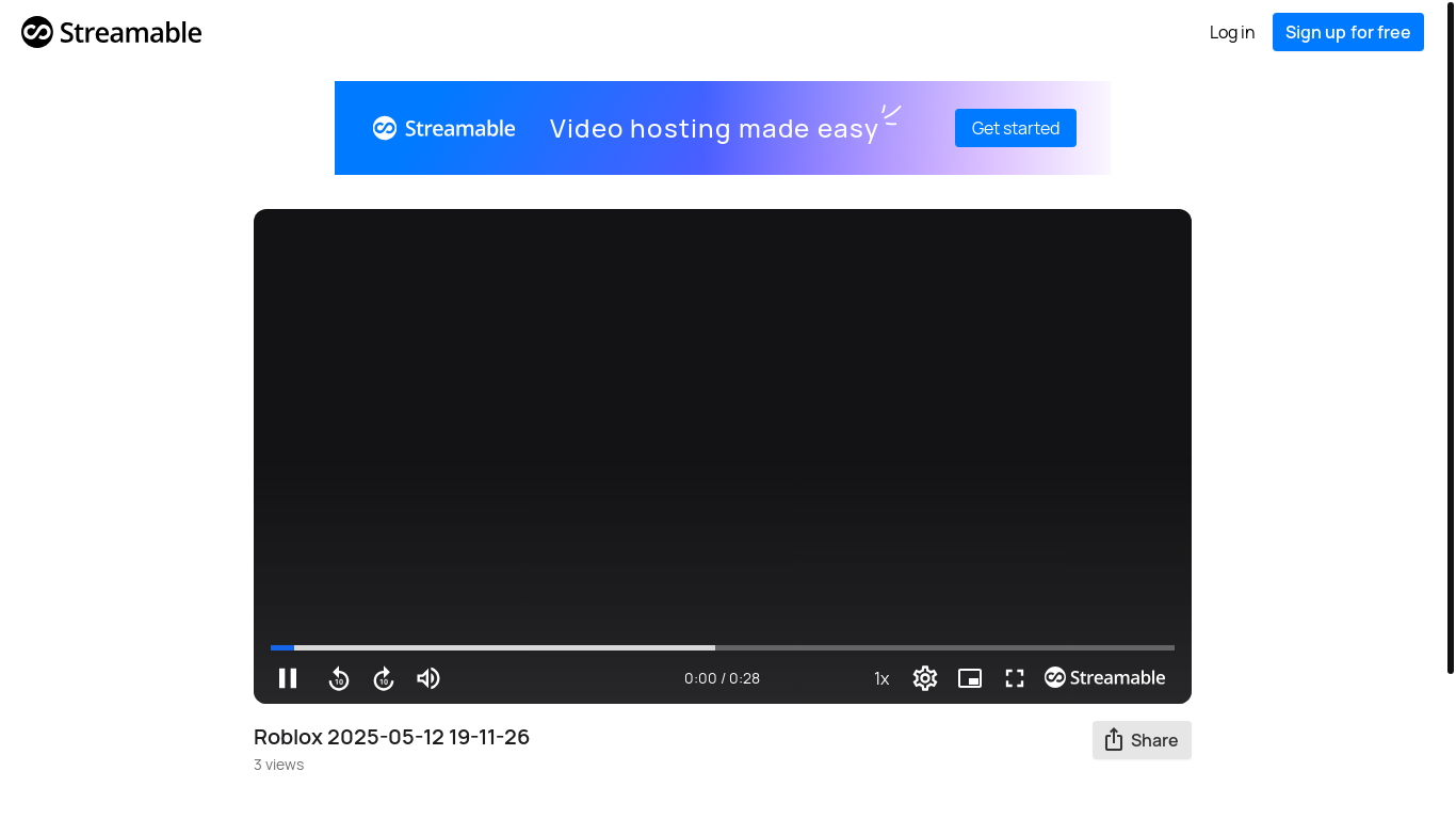 website screenshot of https://streamable.com/pakzn6